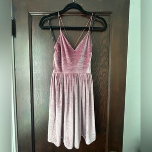 Pink velvet dress